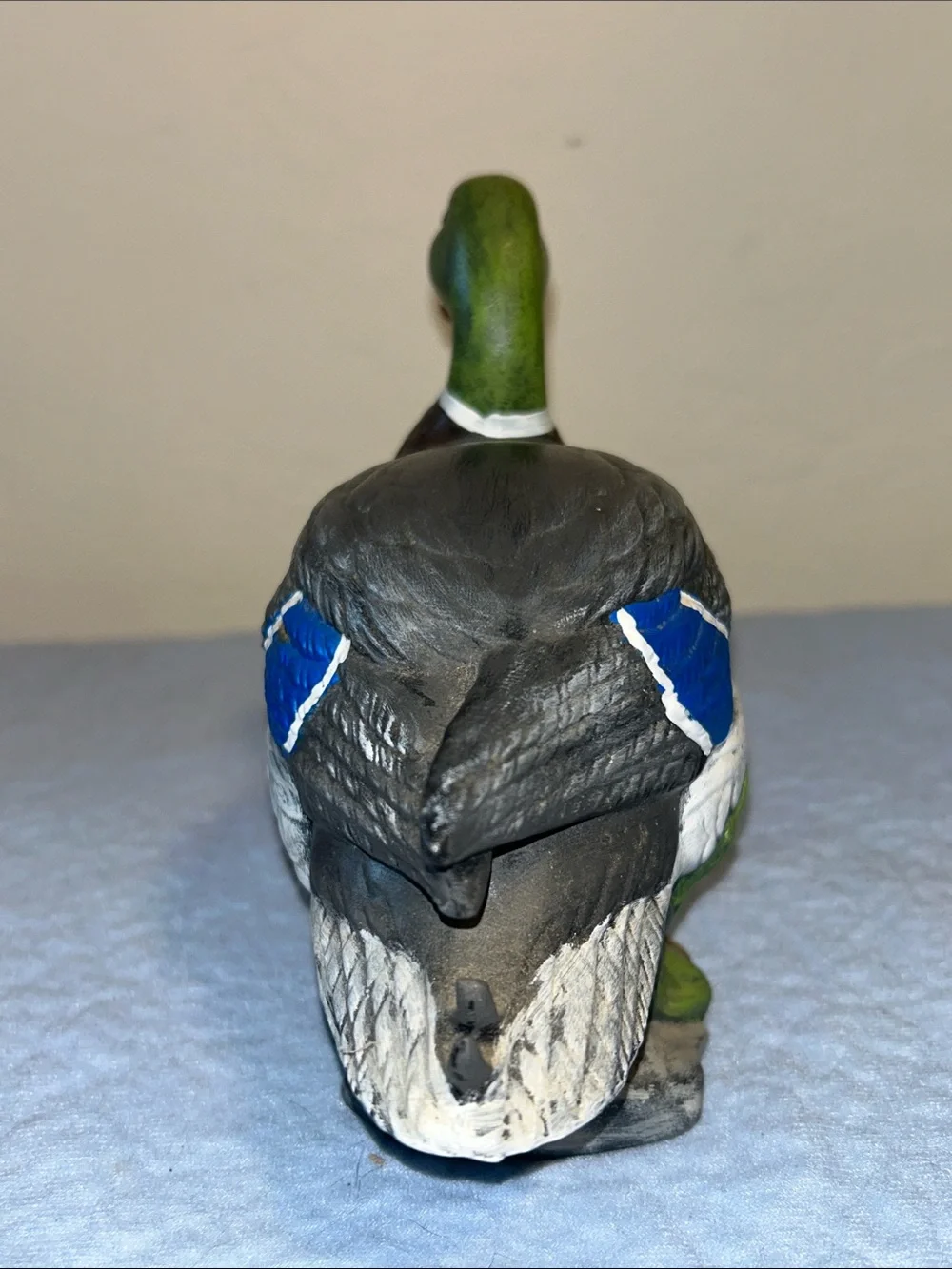 Ceramic Hand Painted Mallard Duck Standing on Rocks